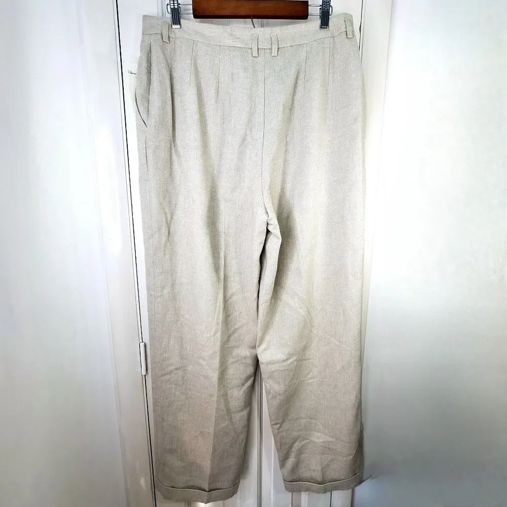 NWT Emma James Cream Khaki Tweed Trousers Pants Sz 16 - Picture 6 of 15